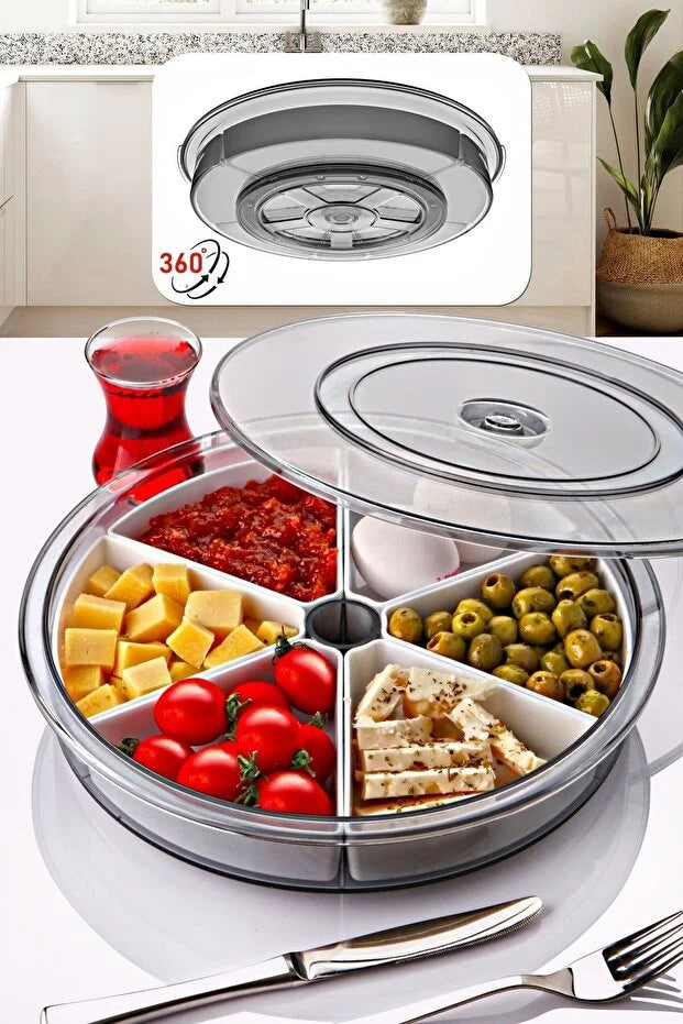 Großes 6-teiliges um 360° drehbares Frühstücksset Abnehmbare Schalen Rund