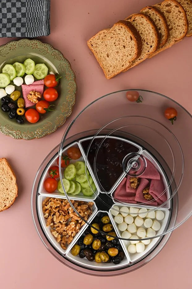 Großes 6-teiliges um 360° drehbares Frühstücksset Abnehmbare Schalen Rund