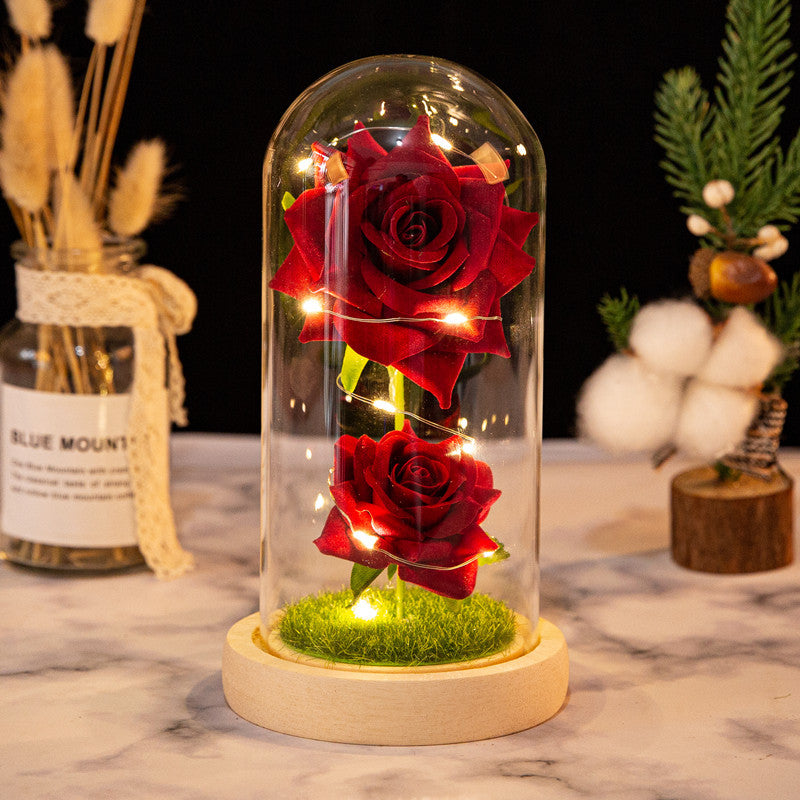 Unsterbliche Rose LED Licht – Verzaubertes Glasdom Rose Geschenk