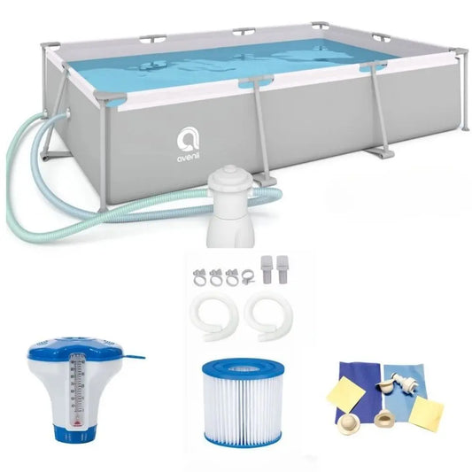 Rechteckiger Gartenpool 300x207x65cm – 16-in-1 Set mit Pumpe & Abdeckung