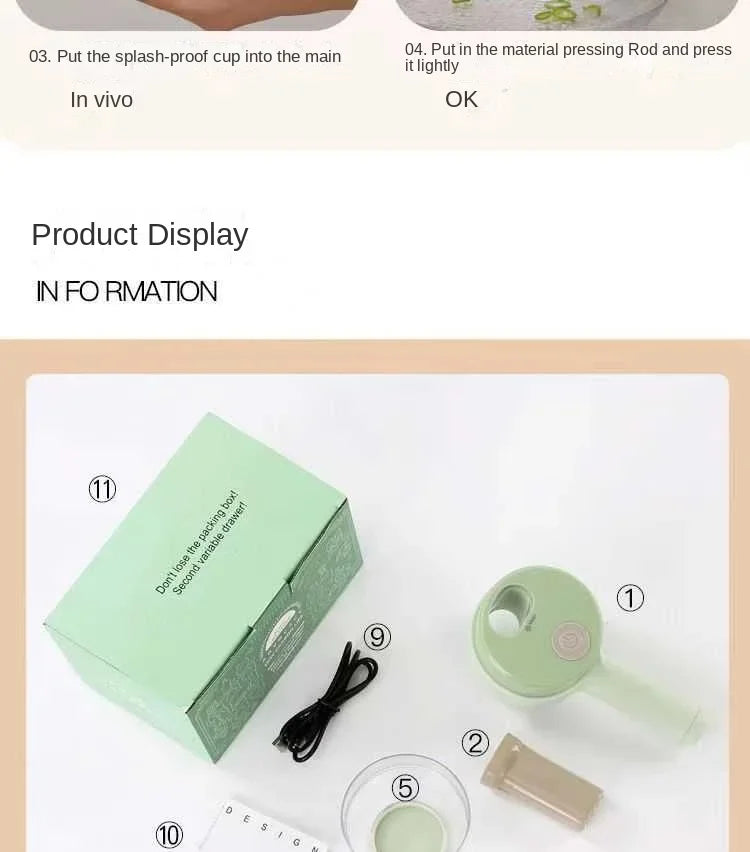 4-in-1 Elektrischer Gemüseschneider & Gemüsehobel