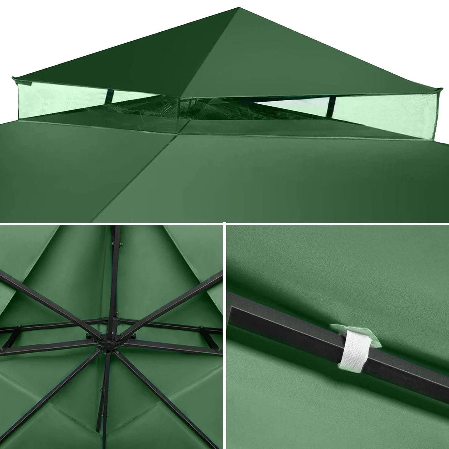 Ersatz-Dachplane für 3x3m Gartenpavillon – Wasserdichte 2-Stufen-Dachabdeckung