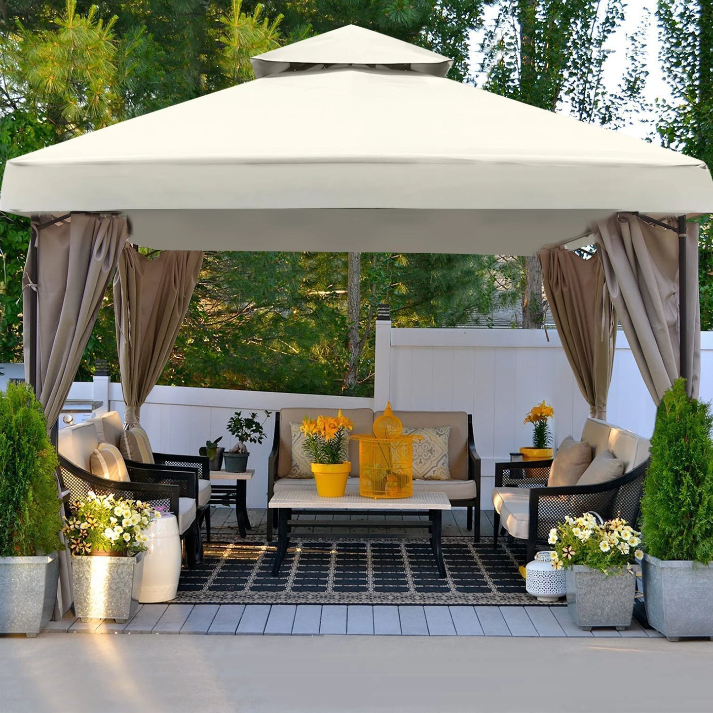 Ersatz-Dachplane für 3x3m Gartenpavillon – Wasserdichte 2-Stufen-Dachabdeckung