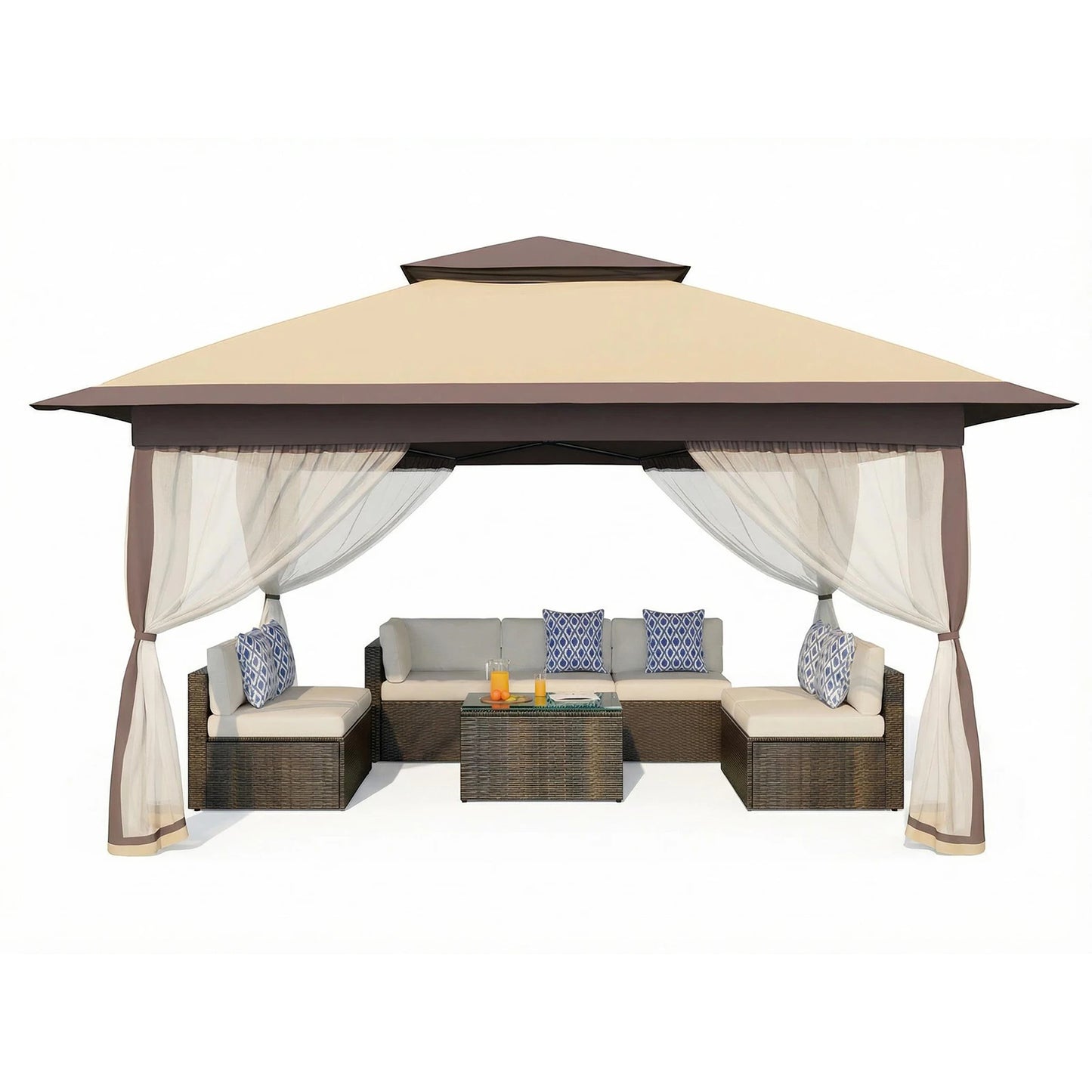 Garden Pavilion 3x3m with 4 Removable Mosquito Net Sidewalls – Waterproof & Adjustable