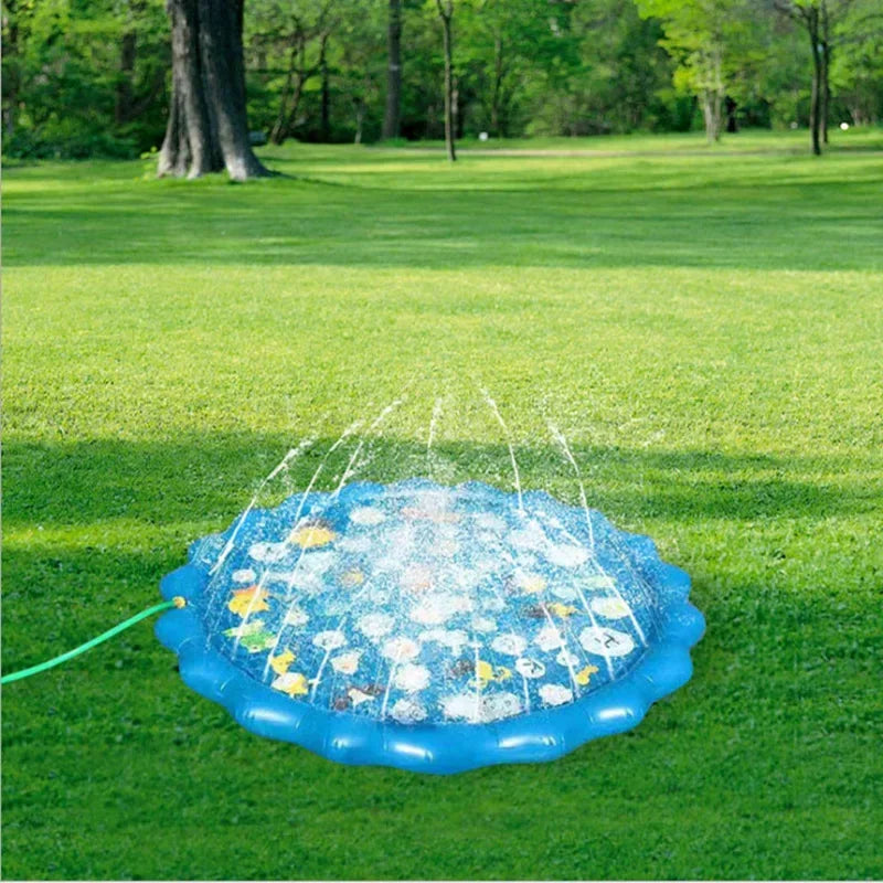Kids Outdoor Sprinkler Play Mat – Inflatable Water Splash Pad