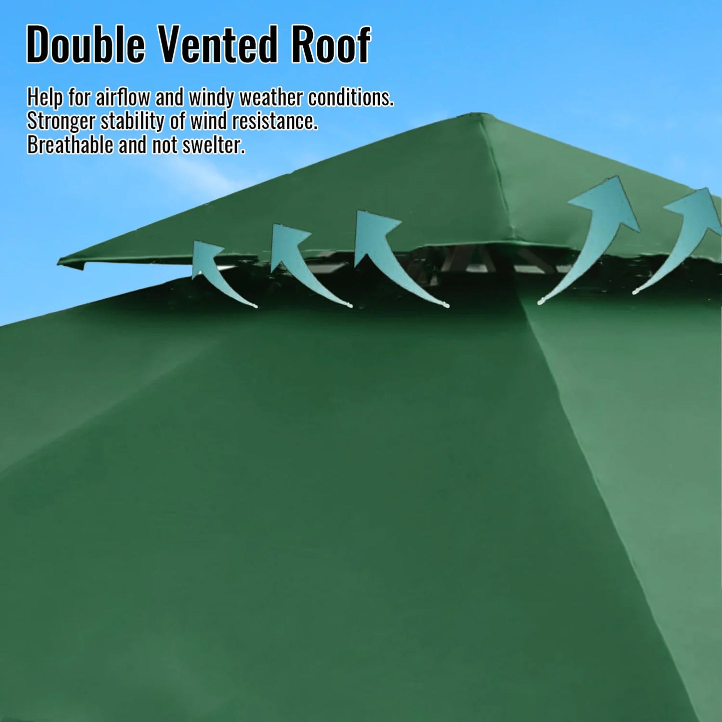 Ersatz-Dachplane für 3x3m Gartenpavillon – Wasserdichte 2-Stufen-Dachabdeckung