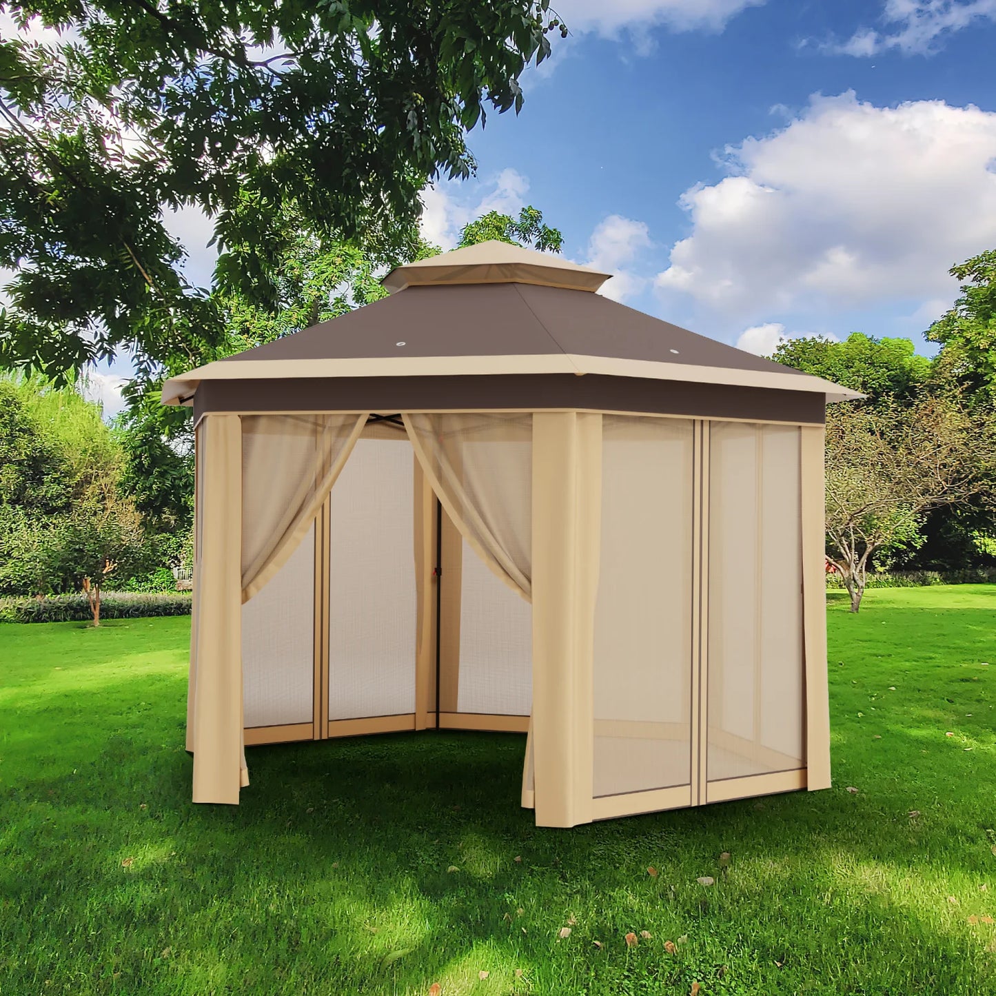 Gartenzelt 2x2m mit Netz-Moskitonetz, höhenverstellbar und tragbarer Tragetasche