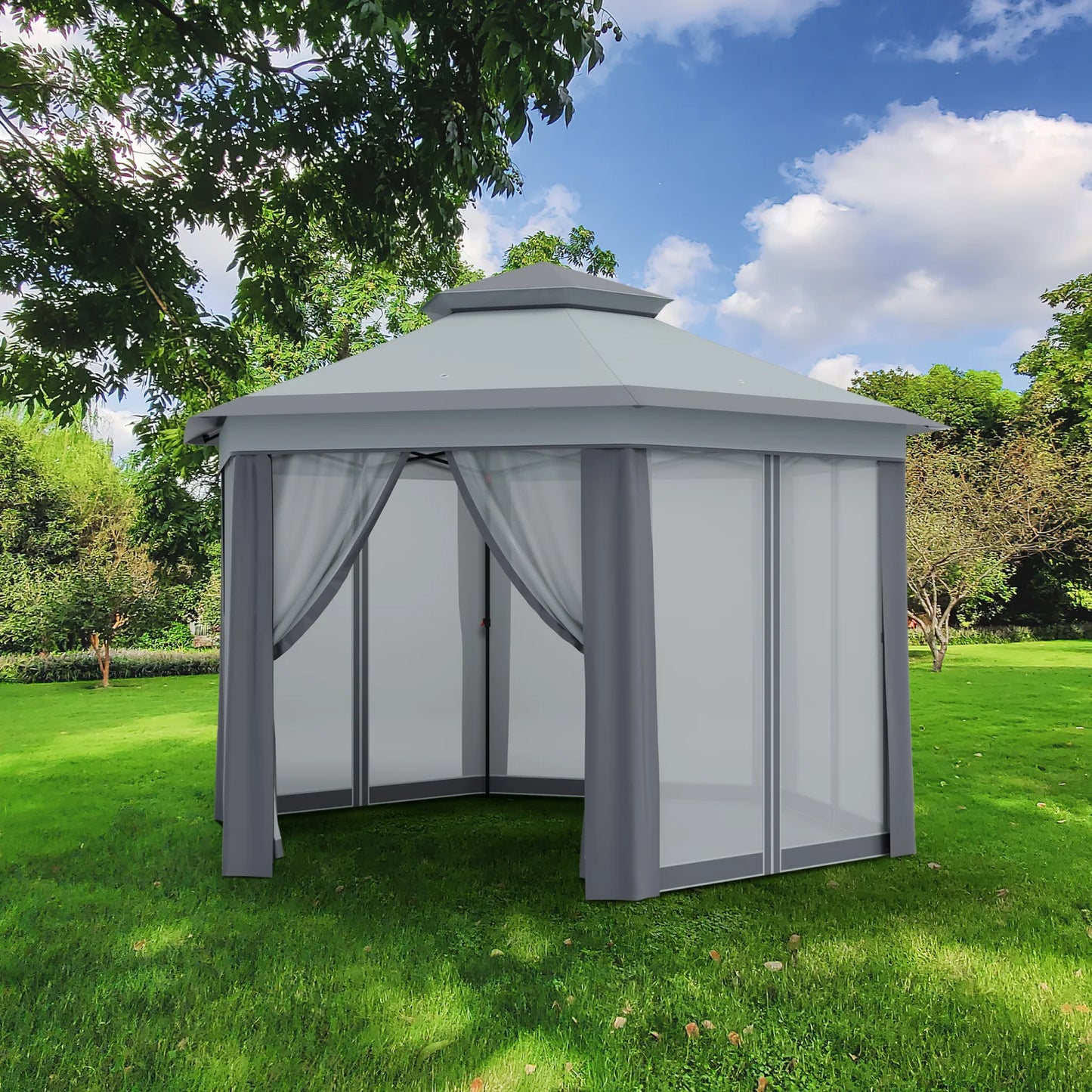 Gartenzelt 2x2m mit Netz-Moskitonetz, höhenverstellbar und tragbarer Tragetasche