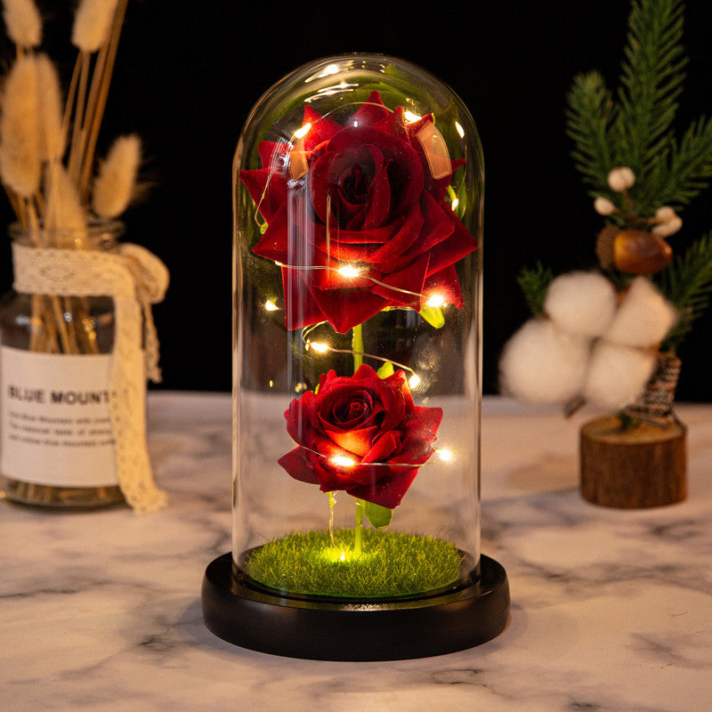Unsterbliche Rose LED Licht – Verzaubertes Glasdom Rose Geschenk