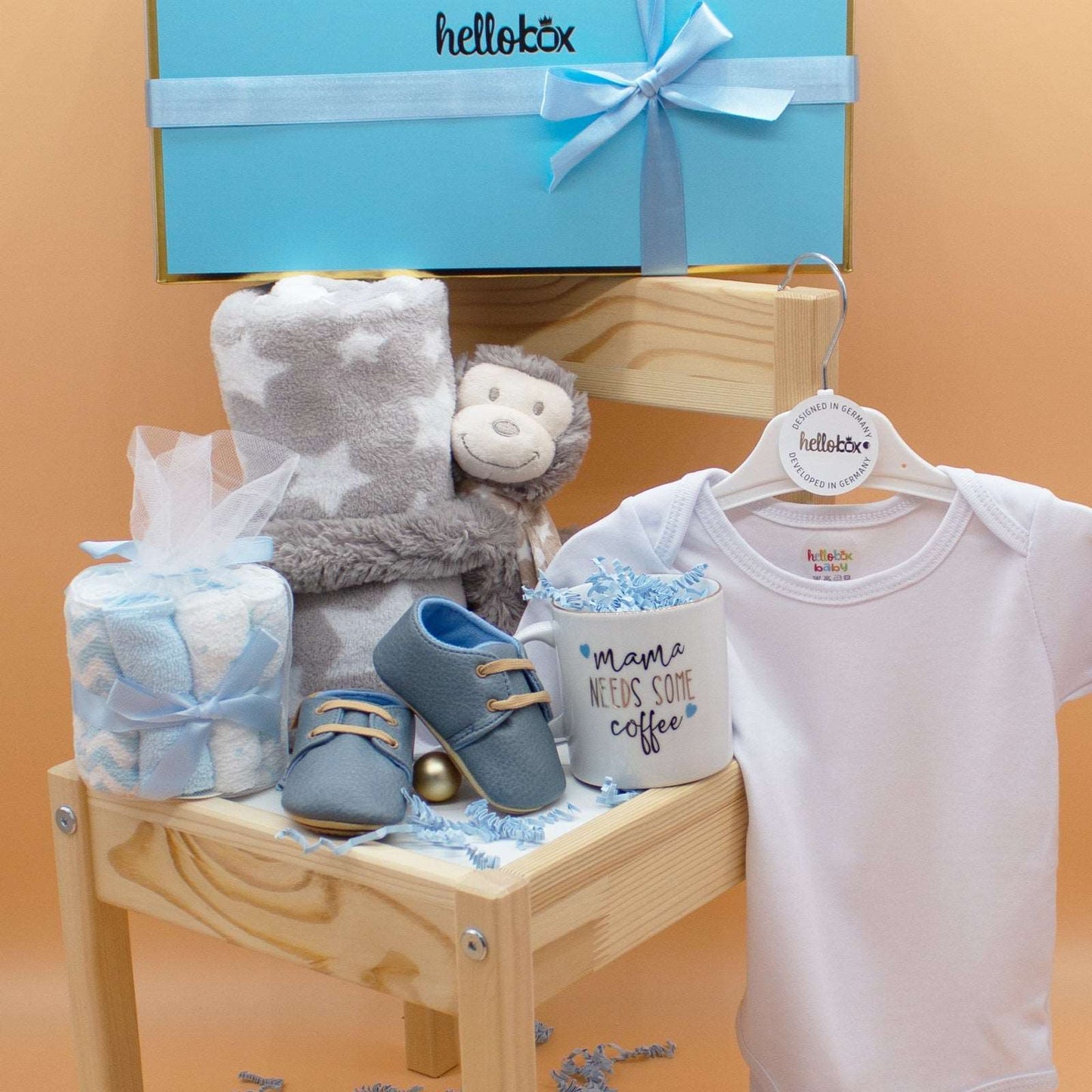 Hellobox Geschenke für neugeborene mit Babydecke, Kuscheltier