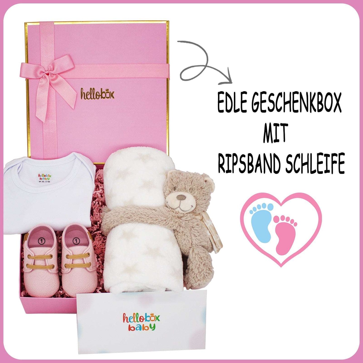 Hello Box Geschenkset zur Geburt für Mädchen, Neugeborene