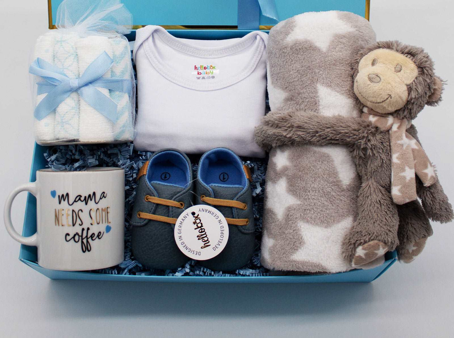 Hellobox Geschenke für neugeborene mit Babydecke, Kuscheltier